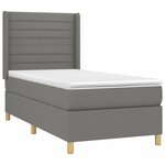 vidaXL Sommier à lattes de lit et matelas Gris foncé 90x190 cm Tissu