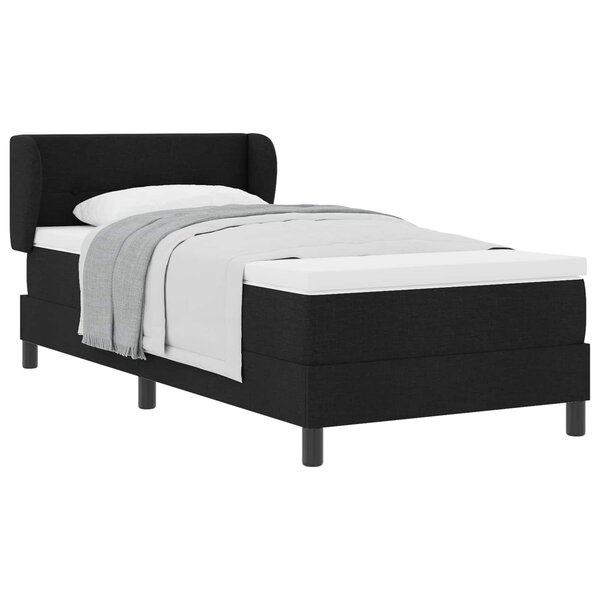 vidaXL Lit à ressorts avec matelas Noir 80 x 200 cm tissu