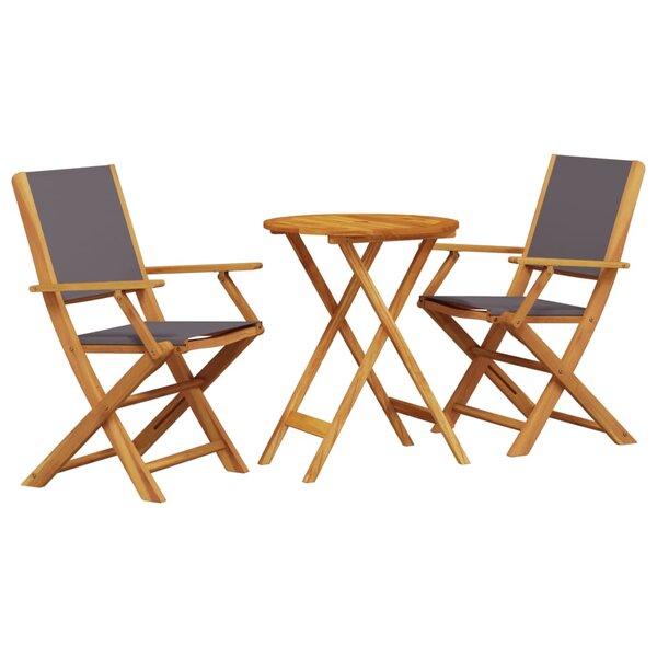 vidaXL Ensemble de bistro 3 Pièces anthracite tissu et bois massif