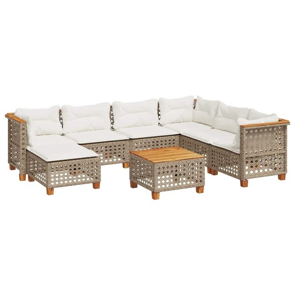 vidaXL Salon de jardin avec coussins 8 Pièces beige résine tressée