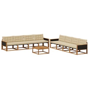 vidaXL Ensemble de canapés d'extérieur 9 Pièces Naturel et Beige