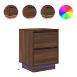VidaXL Table de chevet avec lumières LED chêne marron 38x34x50 cm