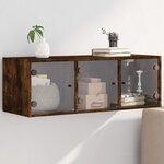 vidaXL Armoire murale avec portes en verre chêne fumé 102x37x35 cm