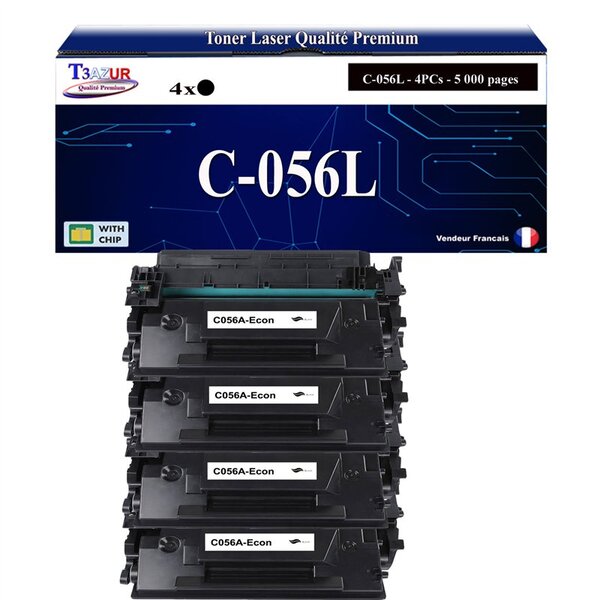 T3AZUR -4x Toners compatibles avec Canon 056L (3006C002) pour Canon i-SENSYS LBP320  LBP325x  MF540  MF542x  MF543x
