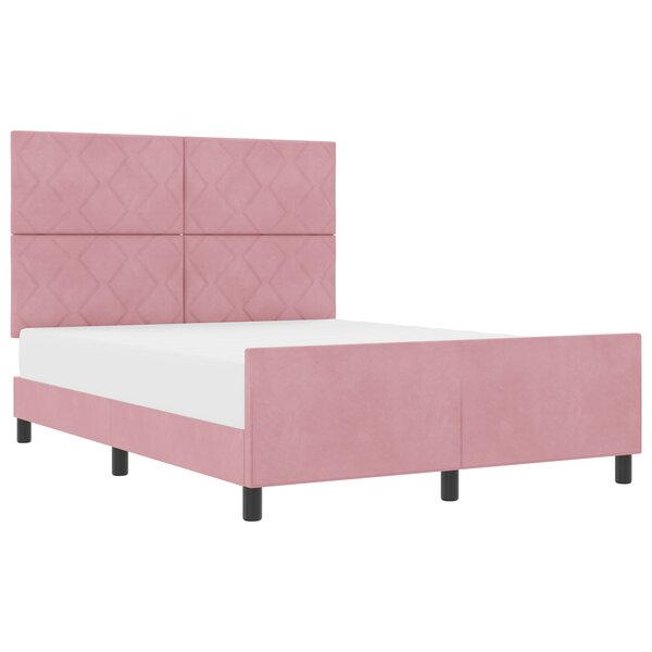 Lit vidaXL Rose 140x200 cm Velours