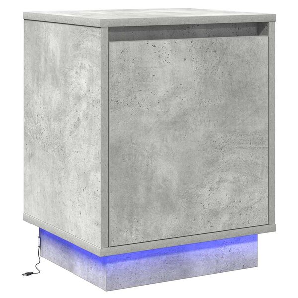 vidaXL Meuble de chevet avec éclairage LED Béton gris 39x34 5x50 cm