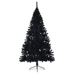 vidaXL Demi sapin de Noël artificiel avec support Noir 180 cm PVC