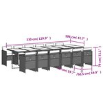 vidaXL Ensemble à manger de jardin 13 Pièces coussins noir résine tressée