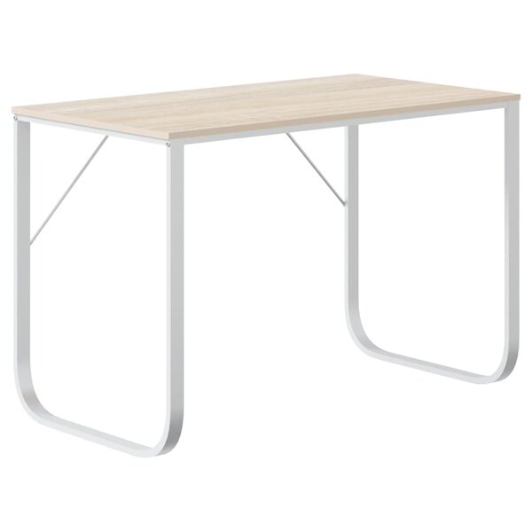 vidaXL Bureau d'ordinateur Blanc et chêne 110x60x73 cm Aggloméré