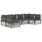 vidaXL Salon de jardin 6 Pièces avec coussins anthracite résine tressée