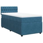 vidaXL Sommier à lattes de lit avec matelas bleu 90x200 cm velours