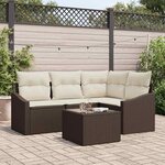 vidaXL Ensemble de canapé de jardin 5 Pièces Marron Poly rotin