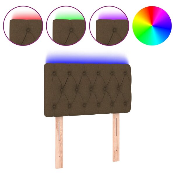 vidaXL Tête de lit à LED Marron foncé 80x7x78/88 cm Tissu