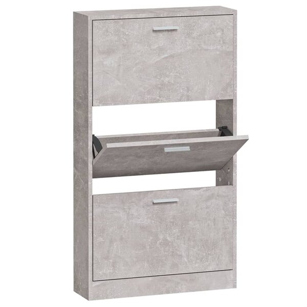 vidaXL Armoire à chaussures Gris béton 59x17x108 cm Bois d'ingénierie