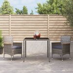 vidaXL Ensemble à manger de jardin 3 Pièces coussins gris résine tressée