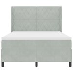 Lit à sommier box avec matelas et éclairage LED gris clair 140x190 cm velours