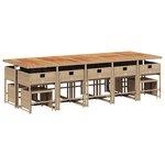 vidaXL Ensemble à manger de jardin et coussins 15 Pièces beige