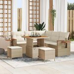 vidaXL Ensemble de canapé de jardin 8 Pièces Beige Poly rotin