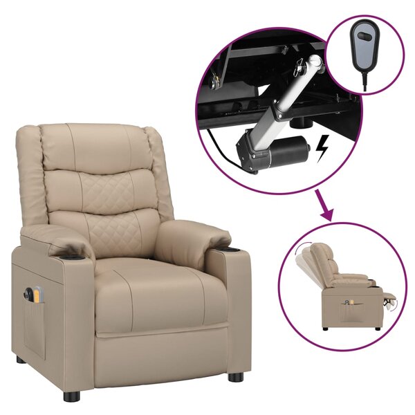 vidaXL Fauteuil de massage électrique Cappuccino Similicuir