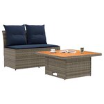 vidaXL 2 Pièce Canapé du milieu de jardin avec table relevable