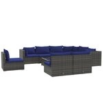vidaXL Salon de jardin 10 Pièces avec coussins Résine tressée Gris