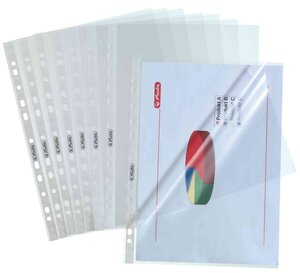 Lot de 10 pochettse perforées A4 grainée 0,055 mm ouverte 2 cotés HERLITZ