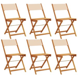 vidaXL Chaises de jardin pliantes lot de 6 beige tissu et bois massif