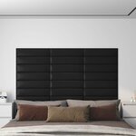 vidaXL Panneaux muraux 12 Pièces Noir 60x15 cm Similicuir 1 08 m²