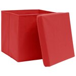 vidaXL Boîtes de rangement avec couvercles 4 Pièces 28x28x28 cm Rouge