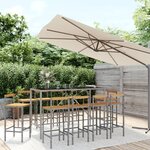vidaXL Ensemble de bar jardin 11Pièces gris poly rotin/bois massif acacia