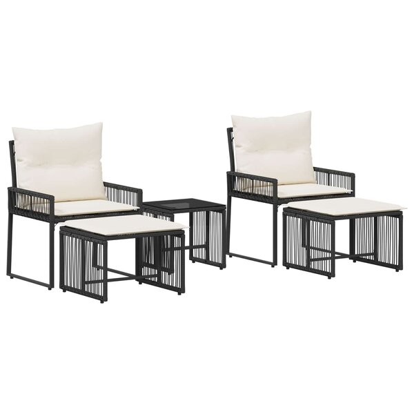 vidaXL Ensemble de meubles d'extérieur 11 Pièces Noir et blanc crème