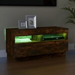 vidaXL Meuble TV avec lumières LED chêne fumé 80x35x40 cm