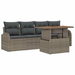vidaXL Ensemble de canapé de jardin 5 Pièces Gris