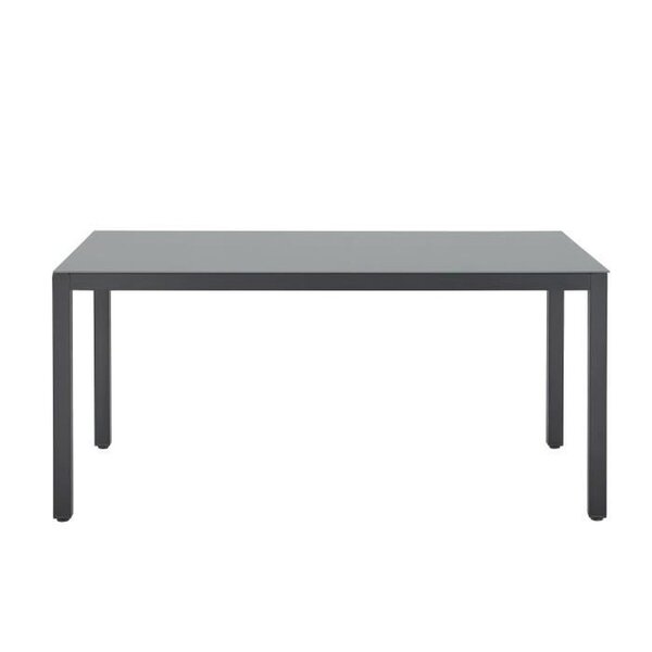 Table de jardin 6 personnes - Structure aluminium - Plateau verre trempé fixé par ventouses - 160 x 72 x 90 cm