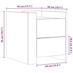 vidaXL Table de chevet chêne marron 45x50x50 cm bois d’ingénierie