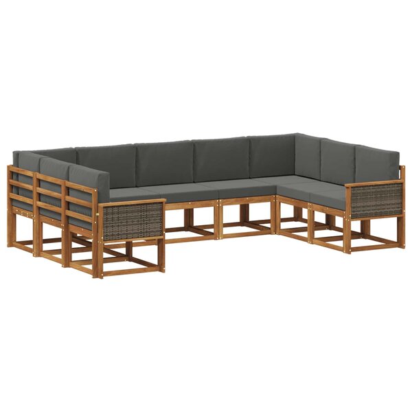 vidaXL Ensemble de canapés d'extérieur 9 pc Naturel et Anthracite