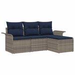 vidaXL Ensemble de canapé de jardin avec coussin 4 Pièces Gris polyrotin