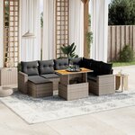 vidaXL Salon de jardin 8 Pièces avec coussins gris résine tressée