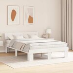 vidaXL Cadre de lit avec tête de lit Blanc 140 x 200 cm Pin massif