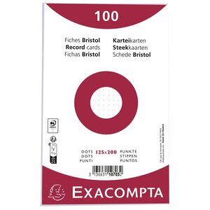 Paquet 100 Fiches Sous Film - Bristol Dots Non Perforé - 125x200mm - Blanc - X 12 - Exacompta