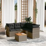 vidaXL Salon de jardin 6 Pièces avec coussins gris résine tressée