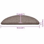 vidaXL Tapis d'escalier autocollants 30 pièces 56 x 17 x 3 cm Beige Demi-rond
