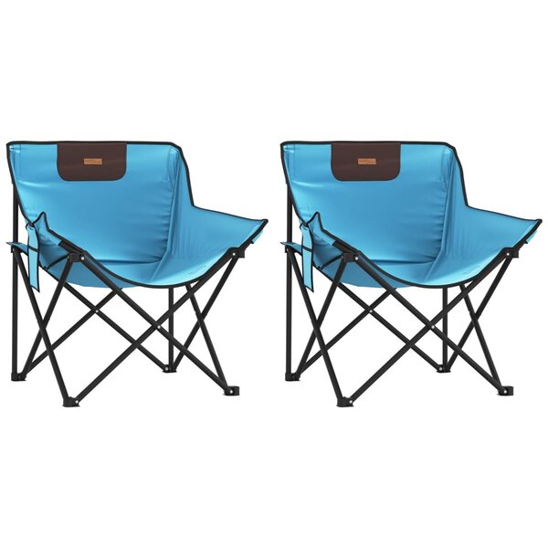 vidaXL Chaise de camping avec poche pliable lot de 2 bleu vif