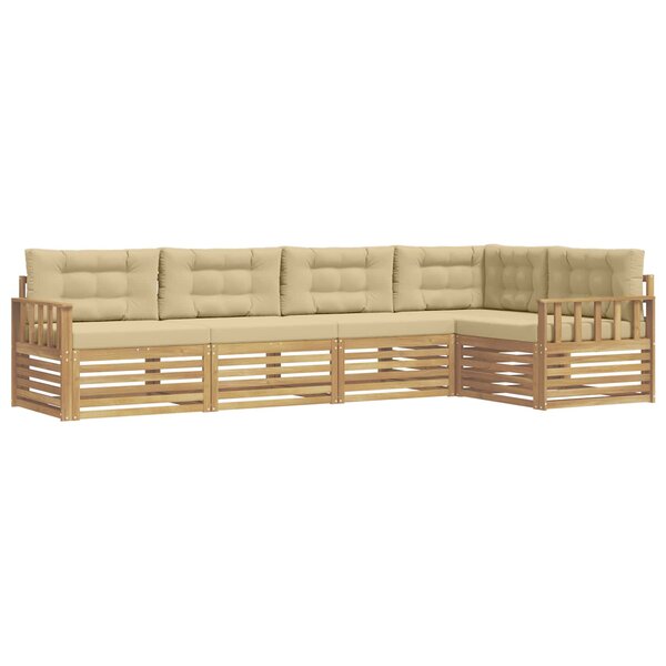 vidaXL Ensemble de canapés d'extérieur 6 Pièces Blanc et Beige Polyester