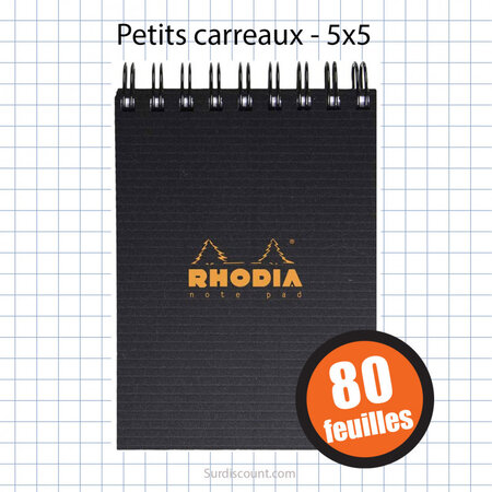 Bloc notepad 105x148 a6 petits carreaux 5x5 80f rhodia