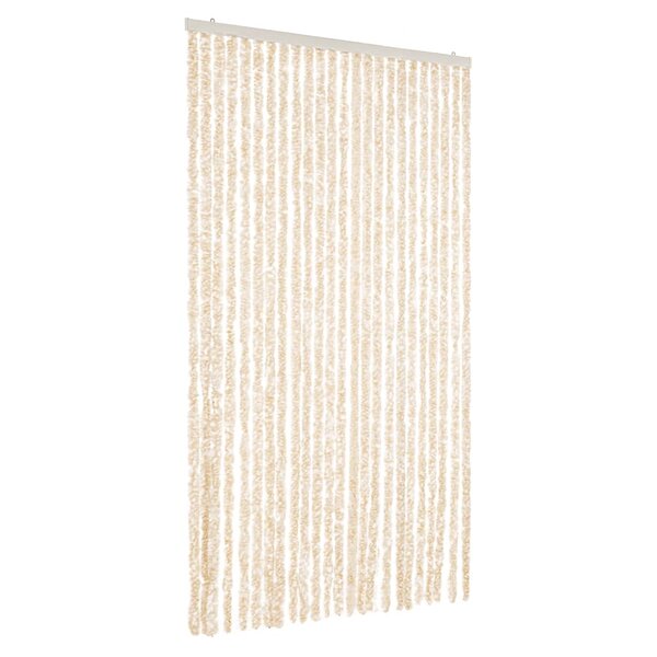 vidaXL Rideau anti-mouches beige et blanc 100x230 cm chenille