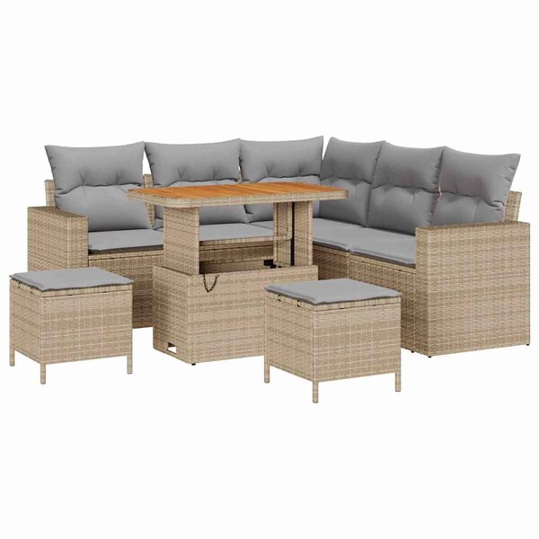 vidaXL Ensemble de canapé de jardin 8 Pièces beige et gris clair