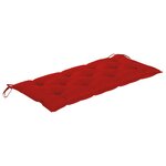 Vidaxl banc de jardin avec coussin rouge 120 cm bois de teck massif