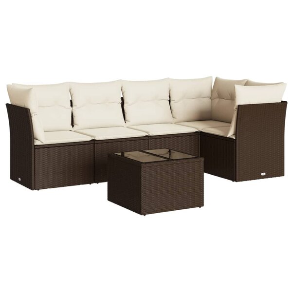 vidaXL Salon de jardin avec coussins 6 Pièces marron résine tressée
