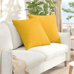 vidaXL Coussins de canapé 2 Pièces Jaune clair 80 x 80 cm